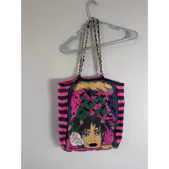 Vintage Betsey Johnson Betseyville Pink "It's Raining Get Wet" Tote Bag Purse - Picture 1 of 8